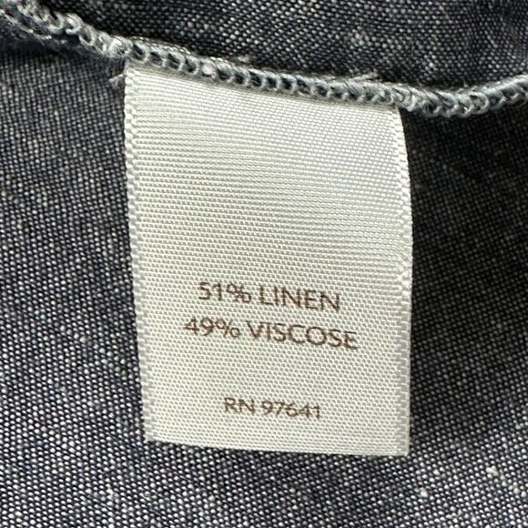 J.Jill Linen Blend Shirt Mini Dress Long Roll Tab Sleeve Women's Size Small - Picture 5 of 5